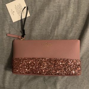 Kate spade pink sparkle makeup bag BNWT